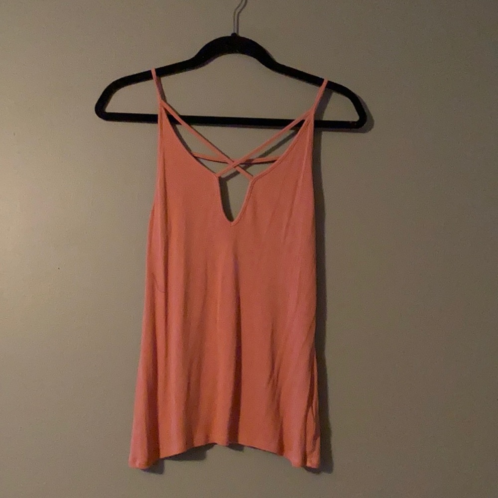 Express One Eleven Criss Cross V neck Ribbed Tank Top